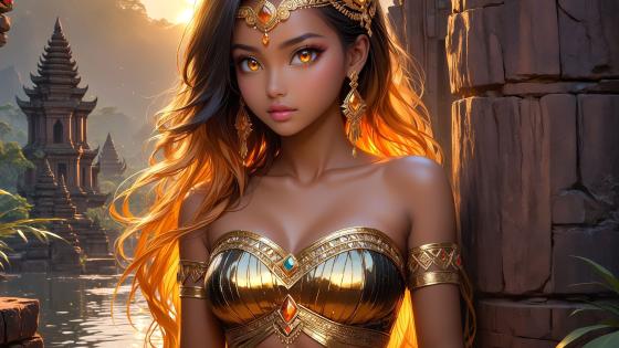 Exotic AI Princess in Enchanted Realm wallpaper