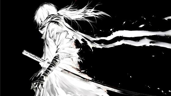 Monochrome Samurai: Elegance in Black and White wallpaper
