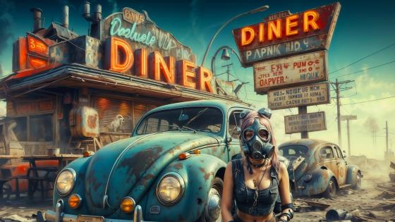 Retro Apocalypse Dreamscape with Classic VW Beetle wallpaper