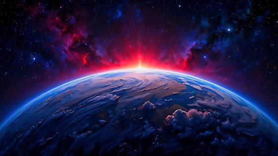 Sunrise Over a Mystical Exoplanet wallpaper