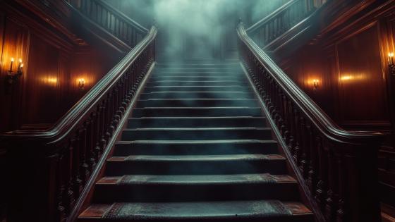 Mysterious Stairs in an Eerie Manor wallpaper
