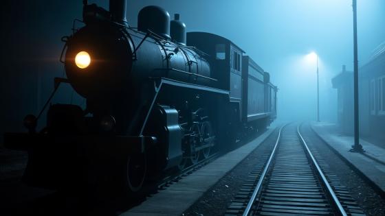 Train in Twilight AI Art wallpaper