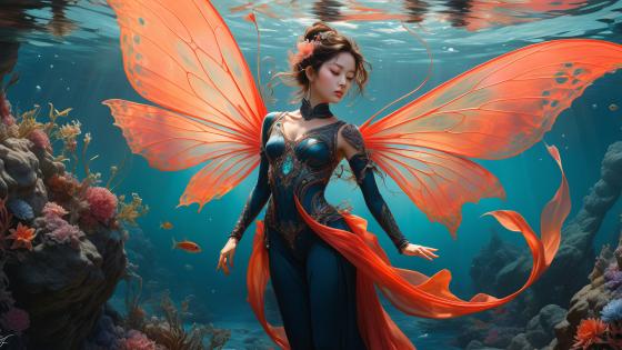 Angelic Beauty Beneath the Waves wallpaper