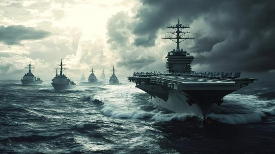 Mighty Fleet Navigating the Stormy Seas wallpaper