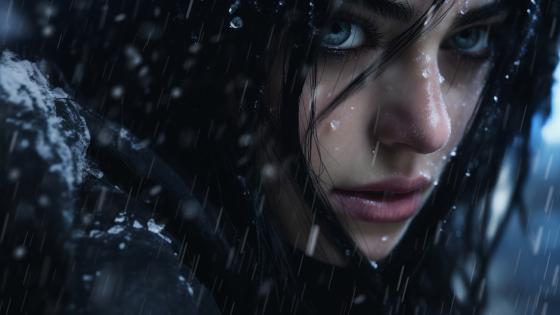 Melancholy in the Rain: A Portrait of Sadness wallpaper