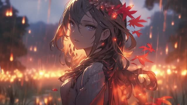 Gazing anime girl in the rain live wallpaper