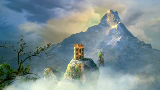 Mountains with a lonely house live wallpaper
