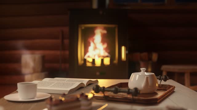Room with fireplace live wallpaper