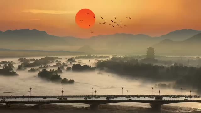 Oriental sunset live wallpaper
