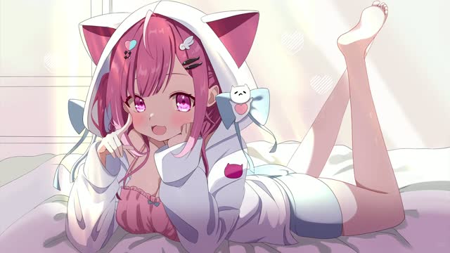 Pink  kawaii neko girl live wallpaper