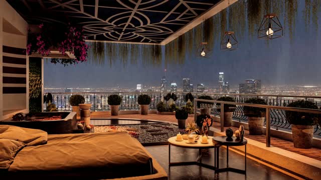 Cozy restaurant with hanging lights live wallpaper