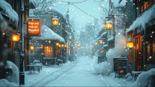 City in gentle snowfall live wallpaper