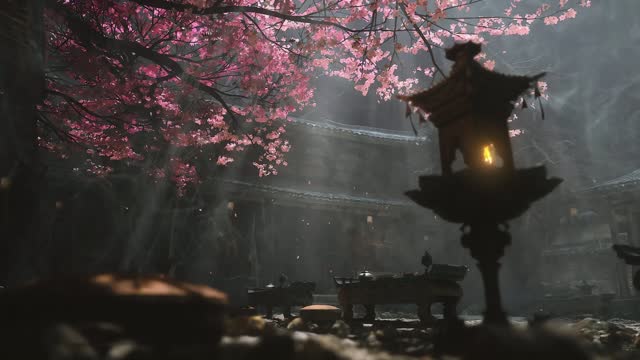 Stone path with cherry blossoms live wallpaper