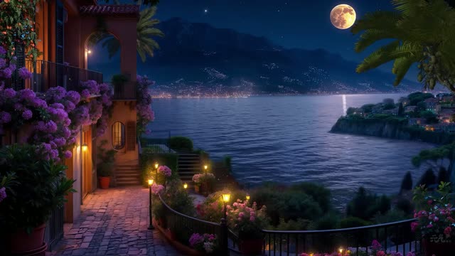 Starry sky over dark ocean live wallpaper
