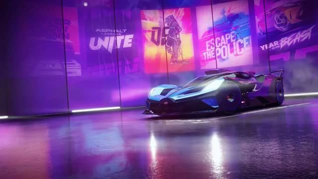 Neon car showroom at night live wallpaper
