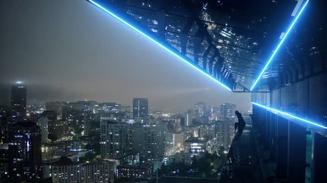 Planet view above cityscape live wallpaper