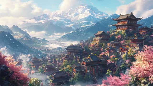 Mountain view from above valley live wallpaper