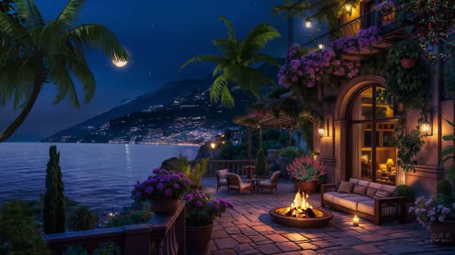 Lakeside cabin under starry sky live wallpaper