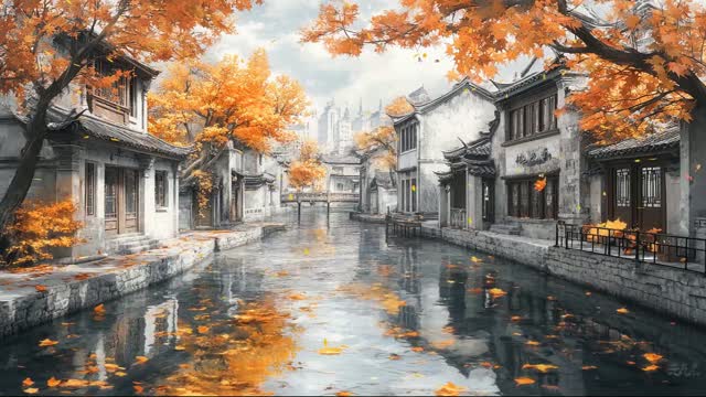 Snowy street with leafless trees live wallpaper