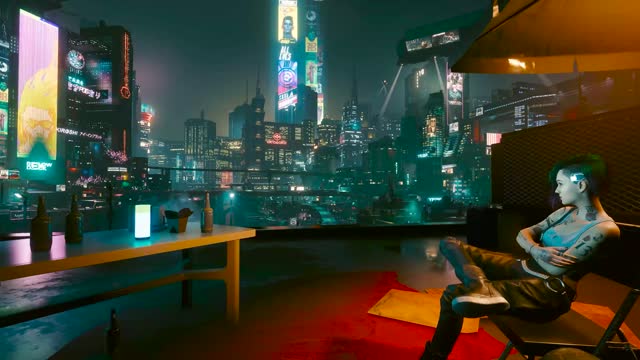 Futuristic city from gamer desk live wallpaper