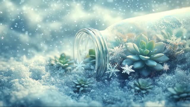 Glowing jar in snowy forest live wallpaper