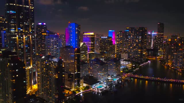 City skyline with neon lights live wallpaper