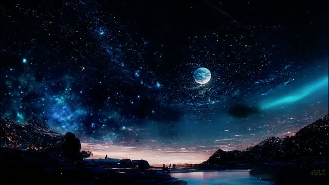 Stars and planets above sea live wallpaper