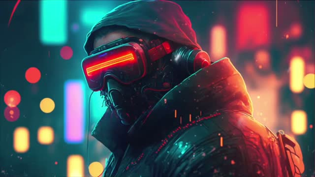 Futuristic soldier in neon lights live wallpaper