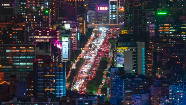 Aerial view of night city street live wallpaper