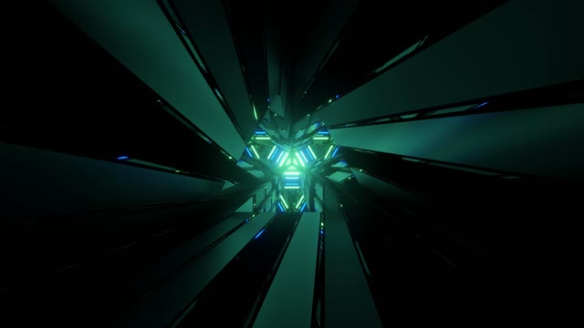 Green glowing sci-fi tunnel live wallpaper