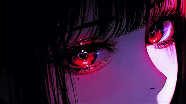 Close-up of red anime eyes live wallpaper