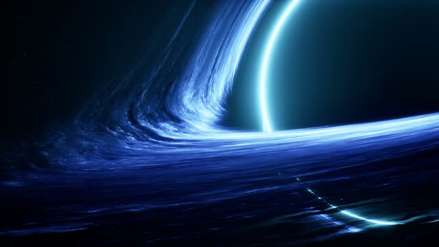 Massive ringed planet by waterfall live wallpaper
