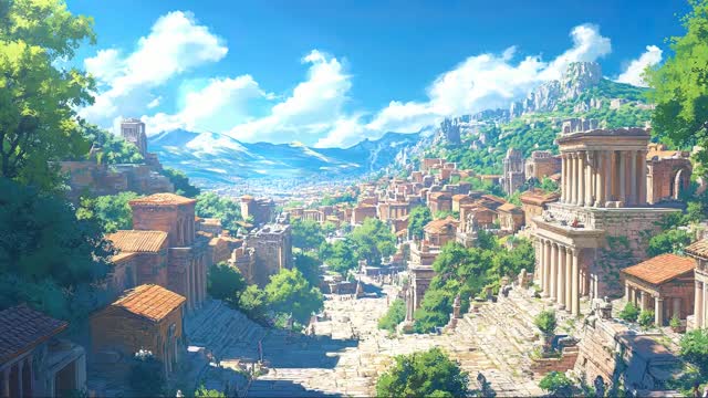 Fantasy village in mountain valley live wallpaper