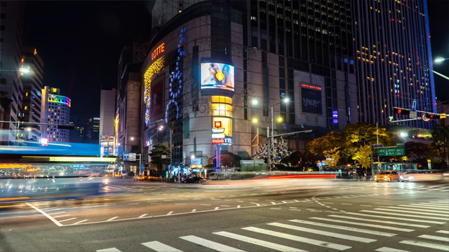 Night street in Asian metropolis live wallpaper