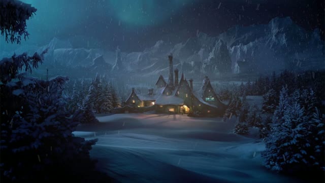 Winter castle under starry sky live wallpaper