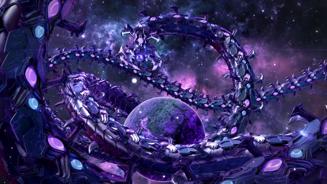 Purple galaxy with floating tentacles live wallpaper