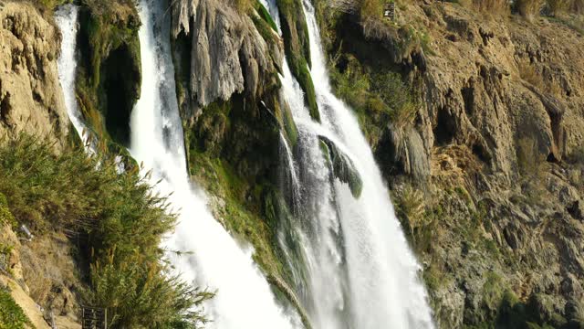 Tall white waterfall in forest live wallpaper