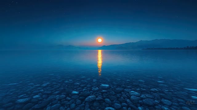 Sunset over calm ocean waves live wallpaper