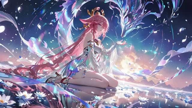 Anime girl with magical energy live wallpaper
