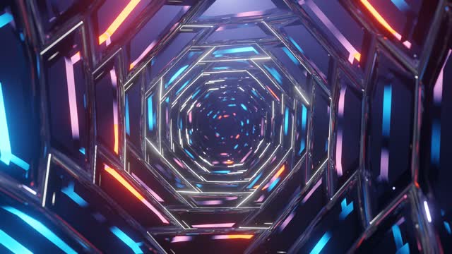 Neon hexagonal tunnel animation live wallpaper