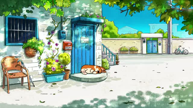 Anime street with phone booth live wallpaper