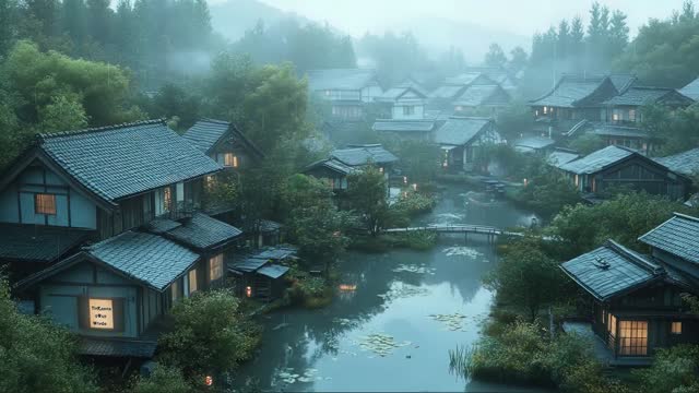 Traditional riverside villag live wallpaper
