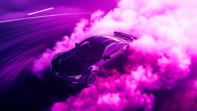 Sports car in purple smoke live wallpaper