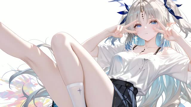 Relaxing anime girl in white outfit live wallpaper