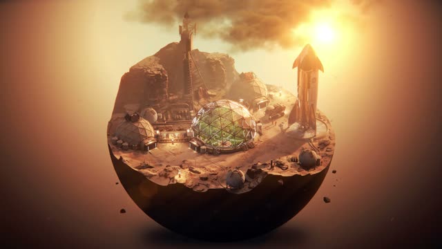Fantasy floating island in glass dome live wallpaper