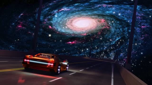 Spaceship cockpit flying past galaxy live wallpaper