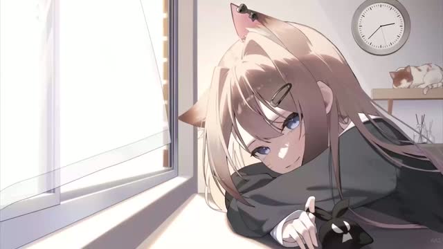 Anime girl looking through window live wallpaper