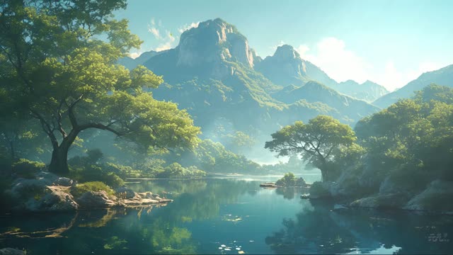 Lush tropical valley with river live wallpaper