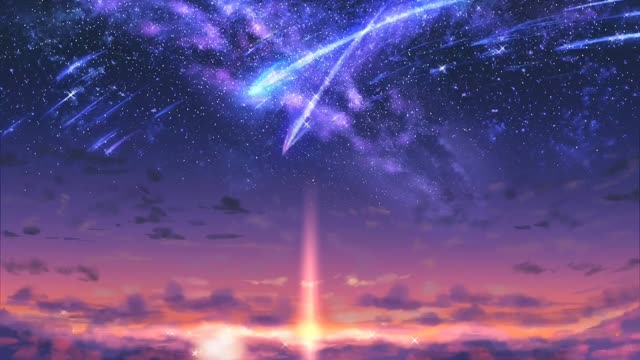 Purple sky with shooting stars live wallpaper