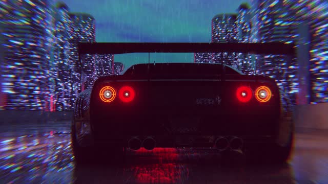 Retro car under pink sunset glow live wallpaper